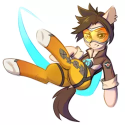 Size: 3000x3000 | Tagged: safe, artist:fensu-san, derpibooru import, ponified, pony, goggles, overwatch, plot, solo, tracer