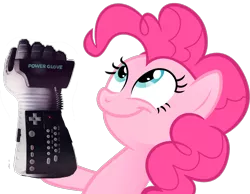 Size: 2095x1629 | Tagged: safe, derpibooru import, pinkie pie, earth pony, pony, look what pinkie found, meme, nintendo, power glove, simple background, solo, the wizard, transparent background, vector