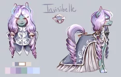 Size: 1280x815 | Tagged: safe, artist:askdarlingadelaide, derpibooru import, oc, oc:invisibelle, unofficial characters only, earth pony, pony, clothes, dress, solo