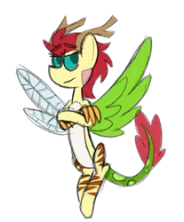 Size: 1820x2201 | Tagged: artist:roseyicywolf, derpibooru import, hybrid, interspecies offspring, oc, oc:eris, offspring, parent:discord, parent:fluttershy, parents:discoshy, safe, simple background, solo, unofficial characters only