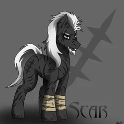 Size: 2100x2100 | Tagged: safe, artist:ciderpunk, derpibooru import, oc, oc:scar, unofficial characters only, earth pony, pony, bandage, red eyes, scar, solo