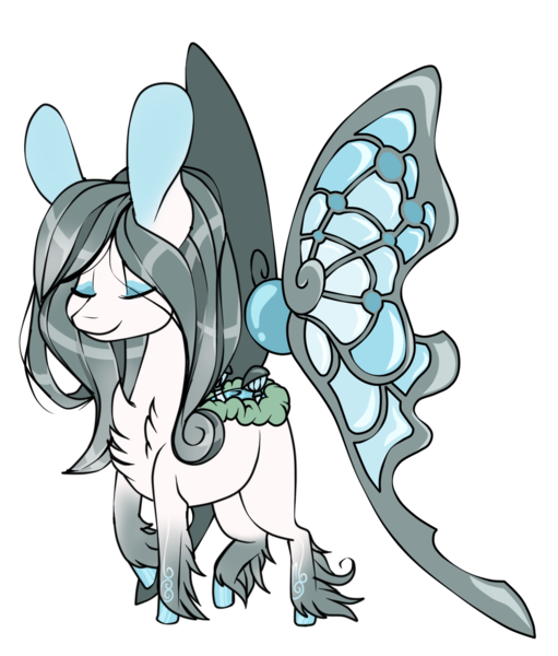 Size: 1015x1192 | Tagged: safe, artist:xxmissteaxx, derpibooru import, oc, unofficial characters only, original species, eyes closed, faering pony, female, mare, simple background, solo, transparent background