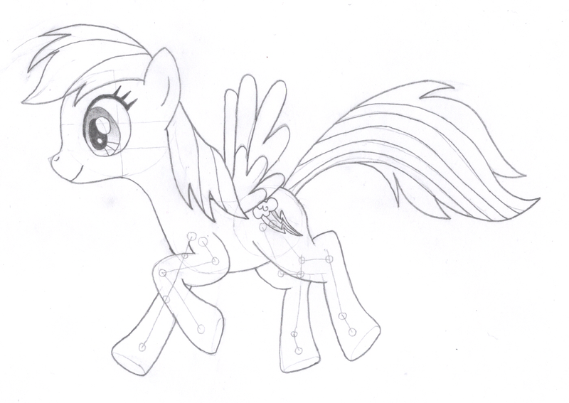 Size: 1400x992 | Tagged: artist:aafh, derpibooru import, monochrome, rainbow dash, safe, solo, traditional art