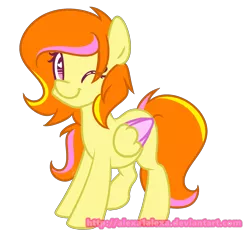 Size: 2308x2163 | Tagged: safe, artist:alexa1alexa, derpibooru import, oc, oc:lemon dream, unofficial characters only, pegasus, pony, female, heart eyes, mare, one eye closed, simple background, solo, transparent background, wingding eyes, wink