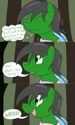 Size: 1280x2133 | Tagged: artist:hummingway, ask-humming-way, derpibooru import, dialogue, forest, oc, oc:feather hummingway, oc:swirly shells, safe, speech bubble, thought bubble, tumblr comic, unofficial characters only