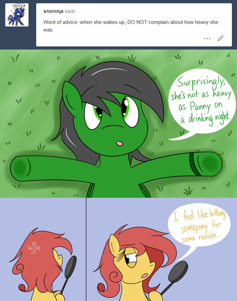 Size: 1280x1624 | Tagged: artist:hummingway, ask-humming-way, derpibooru import, dialogue, oc, oc:feather hummingway, oc:pan pare, safe, speech bubble, tumblr, tumblr comic, unofficial characters only