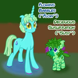 Size: 2560x2560 | Tagged: safe, artist:cybersquirrel, derpibooru import, oc, oc:deciduous susurration, oc:flowing babbles, unofficial characters only, earth pony, pony, unicorn