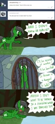 Size: 1280x2871 | Tagged: artist:hummingway, ask-humming-way, derpibooru import, dialogue, oc, oc:feather hummingway, panic, safe, solo, tumblr, tumblr comic, unofficial characters only