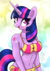 Size: 840x1200 | Tagged: adorasexy, alternative cutie mark placement, anthro, artist:joakaha, blushing, bra, breasts, busty twilight sparkle, clothes, cute, derpibooru import, female, open mouth, sexy, signature, solo, solo female, suggestive, swimsuit, twilight sparkle