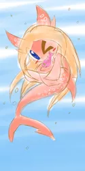 Size: 632x1264 | Tagged: artist:starlightlore, cute, derpibooru import, female, filly, fish, oc, oc:peach bloom, original species, safe, shark pony, solo, unofficial characters only