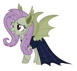 Size: 3356x3092 | Tagged: safe, artist:kigupony, derpibooru import, fluttershy, pony, scare master, bat ears, clothes, costume, fake wings, fangs, flutterbat costume, open mouth, simple background, solo, transparent background, vector