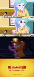 Size: 636x1452 | Tagged: safe, derpibooru import, princess celestia, starlight glimmer, sunburst, equestria girls, blushing, commercial, glowing horn, imminent kissing, male, meme, nervous, principal celestia, shipping, starburst, starburst (candy), straight, tail, tail pull