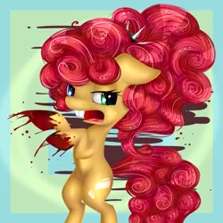 Size: 1861x1861 | Tagged: artist:lixthefork, blood, derpibooru import, oc, offspring, parent:cheese sandwich, parent:pinkie pie, parents:cheesepie, semi-grimdark, solo, unofficial characters only