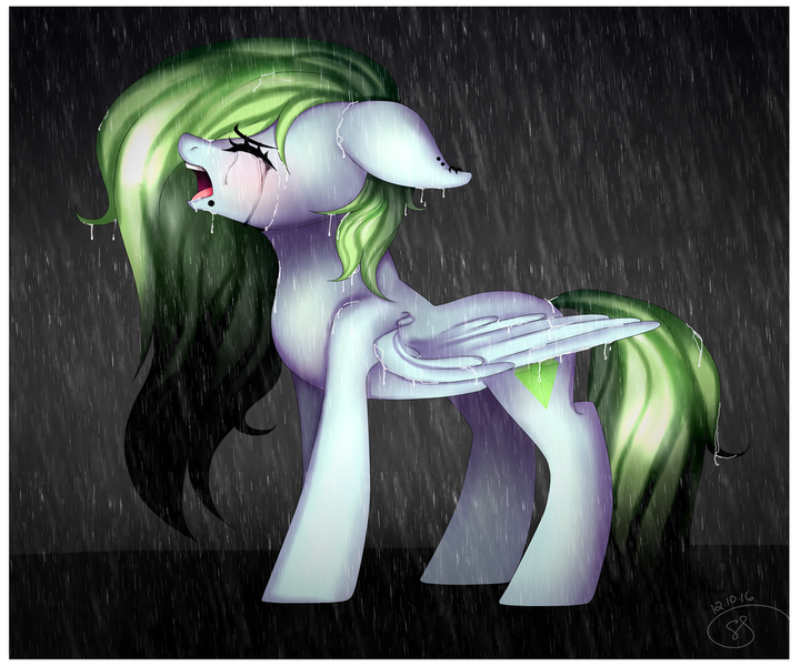 Size: 1024x853 | Tagged: safe, artist:starshame, derpibooru import, oc, unofficial characters only, pegasus, pony, crying, rain, sad, solo