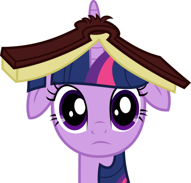 Size: 2092x2005 | Tagged: artist:jp, book, book hat, derpibooru import, floppy ears, horn impalement, looking at you, safe, secret of my excess, simple background, solo, svg, .svg available, transparent background, twilight sparkle, vector