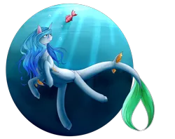 Size: 2676x2118 | Tagged: artist:midfire, derpibooru import, female, fish, high res, mare, merpony, oc, oc:marina, safe, solo, underwater, unofficial characters only