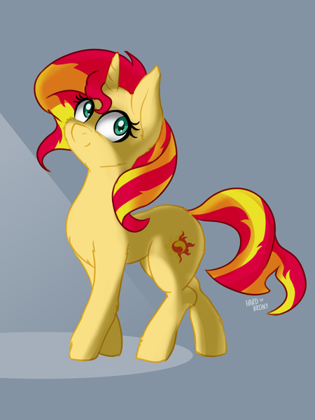 Size: 2250x3000 | Tagged: safe, artist:hardbrony, derpibooru import, sunset shimmer, pony, unicorn, chest fluff, cute, shimmerbetes, signature, simple background, smiling, solo