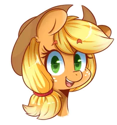 Size: 1113x1188 | Tagged: safe, artist:hearlesssoul, derpibooru import, applejack, earth pony, pony, bust, colored pupils, cute, freckles, jackabetes, looking at you, open mouth, portrait, simple background, smiling, solo, transparent background