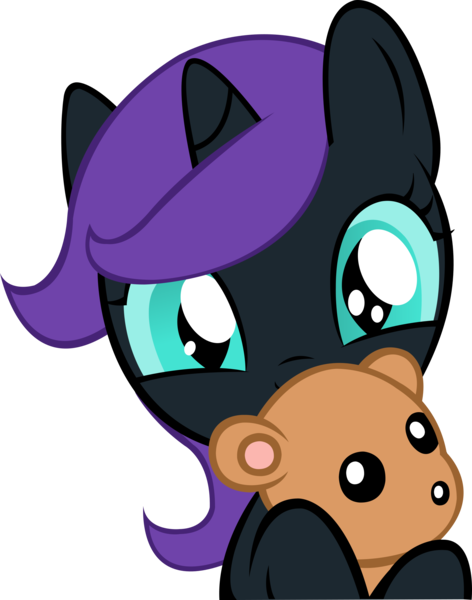 Size: 1824x2319 | Tagged: artist needed, safe, derpibooru import, oc, oc:nyx, unofficial characters only, alicorn, pony, alicorn oc, cute, holding, hug, looking at you, nyxabetes, simple background, solo, teddy bear, transparent background