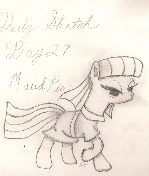 Size: 1289x1525 | Tagged: safe, artist:silversthreads, derpibooru import, maud pie, earth pony, pony, clothes, daily sketch, female, mare, sketch, solo, traditional art