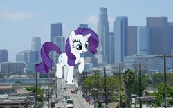 Size: 2560x1600 | Tagged: safe, artist:logan859, artist:slb94, derpibooru import, rarity, pony, unicorn, giant pony, highrise ponies, irl, los angeles, macro, photo, ponies in real life