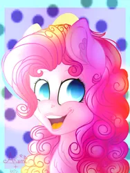 Size: 768x1024 | Tagged: artist:doux-ameri, artist:princesscrystal36, bust, derpibooru import, pinkie pie, portrait, safe, smiling, solo