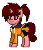 Size: 149x174 | Tagged: safe, artist:lavenderheart, derpibooru import, oc, oc:lavenderheart, unofficial characters only, bat pony, pony, unicorn, pony town, cheerleader, clothes, cute, fearleader, middle school, ponytail, simple background, skirt, solo, trucker, white background