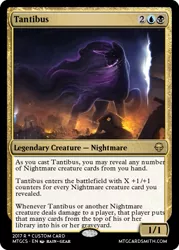 Size: 375x523 | Tagged: artist:rain-gear, card, debris, derpibooru import, do princesses dream of magic sheep, edit, editor:mordekaiserhuehuehue, epic, fire, magic the gathering, metal as fuck, nightmare, painting, safe, scenery, tantabus, trading card, trading card edit