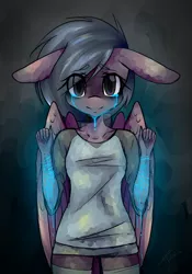 Size: 1024x1461 | Tagged: anthro, anthro oc, artist:yupinapegasus, blood, candy gore, crying, derpibooru import, oc, self harm, semi-grimdark, solo, unofficial characters only