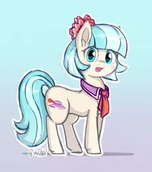 Size: 2520x2850 | Tagged: safe, artist:dsp2003, derpibooru import, coco pommel, earth pony, pony, blushing, cocobetes, color, cute, ear fluff, female, gradient background, happy, looking at you, mare, open mouth, sketch, solo