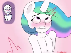 Size: 2048x1536 | Tagged: ahegao, ahego meme, anthro, artist:lefthighkick, bare chest, blushing, derpibooru import, eyes rolling back, implied sex, lip bite, open mouth, princess celestia, solo, suggestive