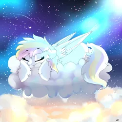 Size: 2000x2000 | Tagged: safe, artist:zaphyray, derpibooru import, oc, unofficial characters only, pegasus, pony, cloud, female, high res, mare, night, sleeping, solo