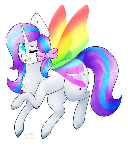 Size: 761x884 | Tagged: safe, artist:twinkepaint, derpibooru import, oc, oc:water lili, unofficial characters only, pony, unicorn, female, glimmer wigns, mare, one eye closed, simple background, solo, tongue out, white background, wink