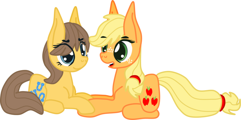 Size: 1709x853 | Tagged: safe, artist:casanova-mew, derpibooru import, applejack, caramel, toffee, carajack, female, lesbian, prone, shipping, transgender