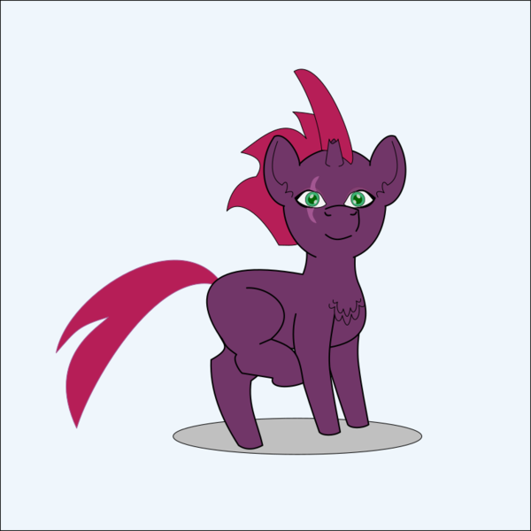 Size: 790x790 | Tagged: safe, artist:planetkiller, derpibooru import, fizzlepop berrytwist, tempest shadow, pony, unicorn, my little pony: the movie, adult blank flank, blank flank, broken horn, eye scar, female, lifted leg, looking at you, mare, pretty pretty tempest, scar, simple background, solo, that was fast