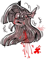 Size: 786x1000 | Tagged: artist:terrifyinglagomorpha, blood, decapitated, derpibooru import, grimdark, severed head, solo, twilight sparkle