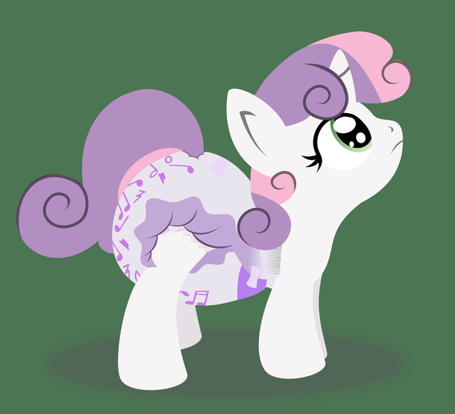 Size: 5434x4949 | Tagged: absurd resolution, artist:sparklepopshine, decorated diaper, derpibooru import, diaper, diaper fetish, music note diaper, poofy diaper, questionable, solo, sweetie belle