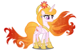 Size: 6000x3928 | Tagged: safe, artist:orin331, derpibooru import, nightmare star, princess celestia, alicorn, pony, dancerverse, absurd resolution, alternate design, alternate universe, female, halo, jewelry, mane of fire, mare, regalia, simple background, solo, transparent background, vector