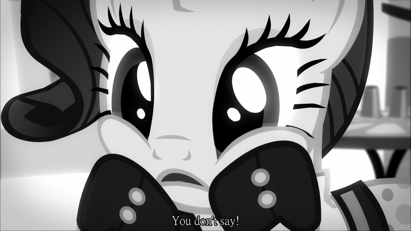 Size: 1920x1080 | Tagged: safe, derpibooru import, edit, edited screencap, screencap, rarity, pony, unicorn, rarity investigates, cheeks, close-up, clothes, cute, female, grayscale, image macro, mare, meme, monochrome, open mouth, raribetes, solo, squishy cheeks, you don't say