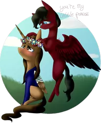 Size: 1954x2375 | Tagged: safe, artist:sweetmelon556, derpibooru import, oc, unofficial characters only, alicorn, pegasus, pony, bandage, colored pupils, female, floral head wreath, flower, flying, mare, sitting
