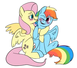 Size: 2469x2178 | Tagged: safe, artist:catlover1672, derpibooru import, fluttershy, rainbow dash, blushing, face licking, female, flutterdash, hug, image, lesbian, licking, png, shipping, simple background, tongue out, transparent background