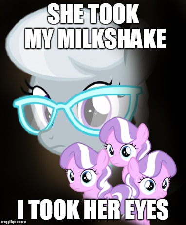 Size: 382x462 | Tagged: derpibooru import, diamond tiara, disproportionate retribution, implied torture, meme, overreaction, pinkie pride, semi-grimdark, silver spoon, vengeance dad, vengeance spoon