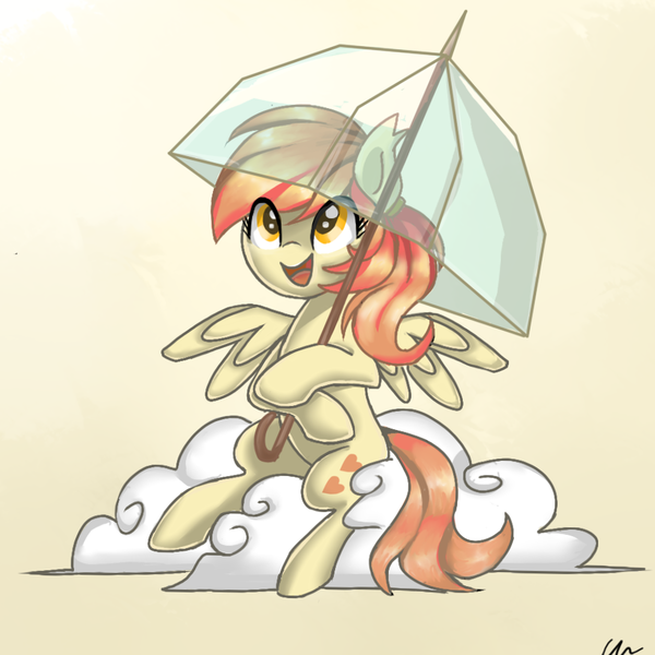 Size: 981x981 | Tagged: safe, artist:cerebralvapor, derpibooru import, oc, unofficial characters only, pegasus, pony, cloud, female, mare, solo, umbrella