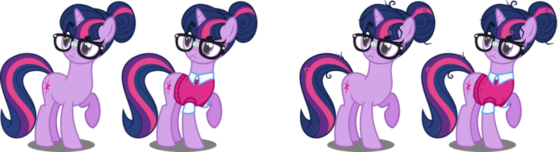 Size: 6500x1773 | Tagged: safe, alternate version, artist:orin331, derpibooru import, twilight sparkle, pony, unicorn, dancerverse, absurd resolution, alternate hairstyle, alternate universe, clothes, glasses, looking at something, raised hoof, shirt, simple background, solo, sweater, transparent background, unicorn twilight