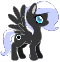 Size: 764x786 | Tagged: safe, artist:supercambolicious, derpibooru import, oc, oc:winter shade, unofficial characters only, pegasus, pony, blind, magical lesbian spawn, offspring, parent:oc:nyx, parent:oc:snowdrop, parents:oc x oc, parents:snownyx, simple background, solo, white background