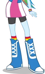 Size: 3435x5663 | Tagged: safe, artist:teentitansfan201, derpibooru import, edit, vector edit, rainbow dash, equestria girls, absurd resolution, boots, clothes, compression shorts, cropped, cute, legs, pictures of legs, simple background, skirt, solo, transparent background, vector, wristband