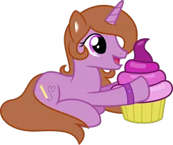 Size: 7650x6400 | Tagged: safe, artist:parclytaxel, derpibooru import, oc, oc:shadow storm, unofficial characters only, pony, unicorn, .svg available, absurd resolution, bracelet, cupcake, cute, cutie mark, food, jewelry, prone, simple background, solo, this will end in diabetes, transparent background, vector