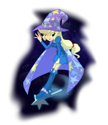 Size: 4500x5200 | Tagged: safe, artist:geraritydevillefort, derpibooru import, applejack, equestria girls, absurd resolution, accessory swap, boots, cape, clothes, clothes swap, fall formal outfits, hat, high heel boots, solo, the great and powerful, trixie's cape, trixie's hat