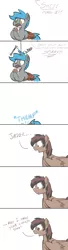 Size: 762x2820 | Tagged: safe, artist:downhillcarver, derpibooru import, oc, oc:jade shine, oc:wingnut, unofficial characters only, pegasus, pony, comic, cookie, food, head lump, knock out, toolbelt, vulgar, wrench