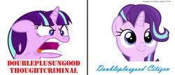 Size: 1680x720 | Tagged: 1984, comparison, copyright, derpibooru import, doublespeak, newspeak, ragelight glimmer, safe, simple background, solo, starlight glimmer, text, white background